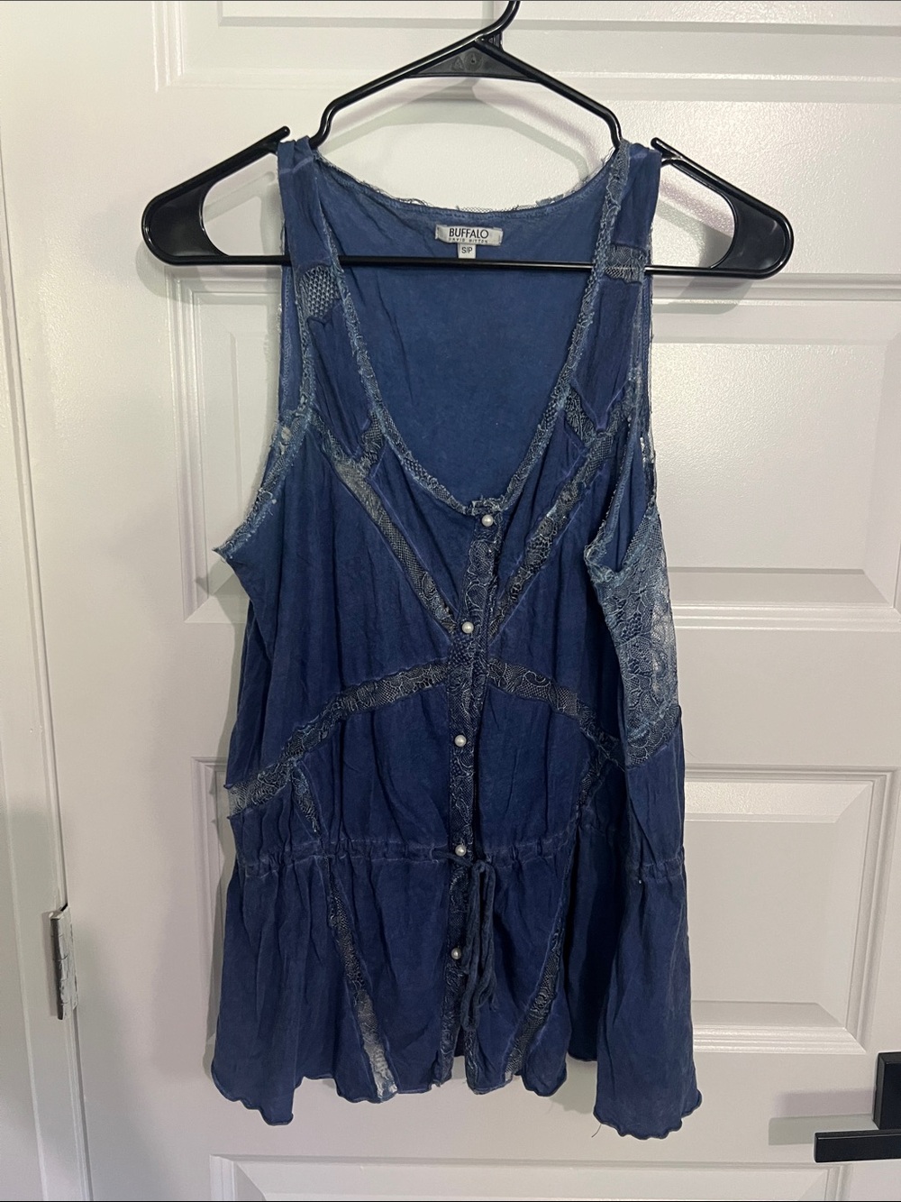 Buffalo David Bitton Indigo Blue Button-Front Sleeveless Tank